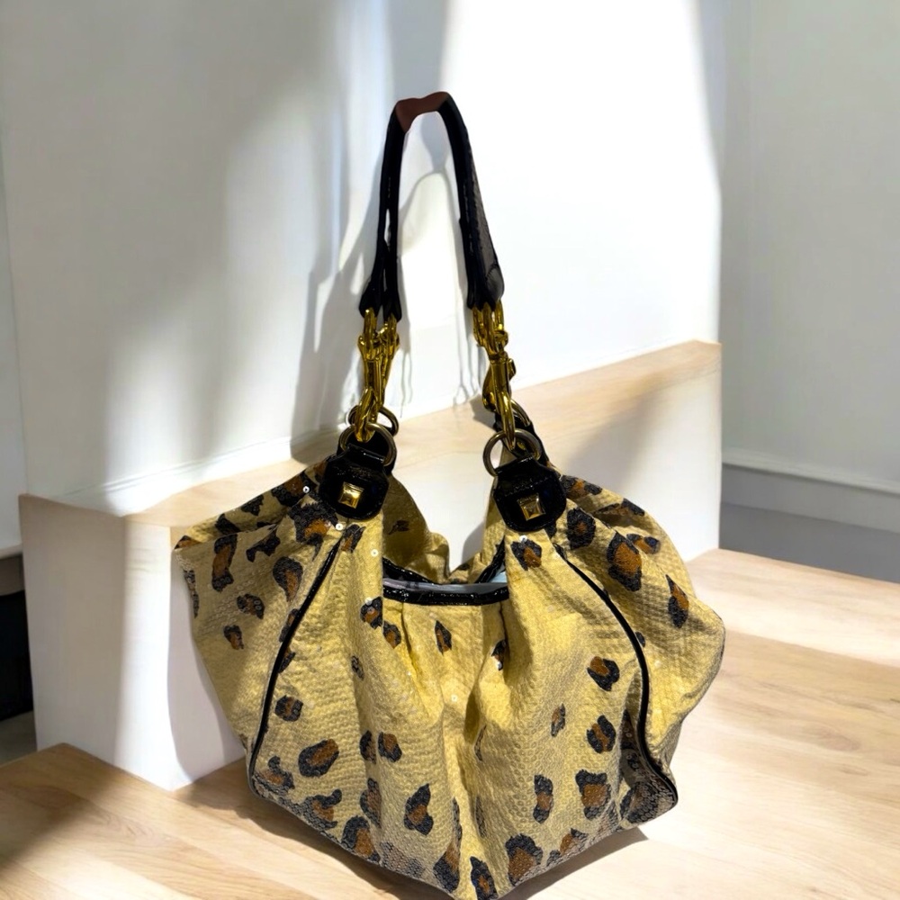 Betsey Johnson Sequin Cheetah print hobo bag